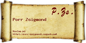 Porr Zsigmond névjegykártya